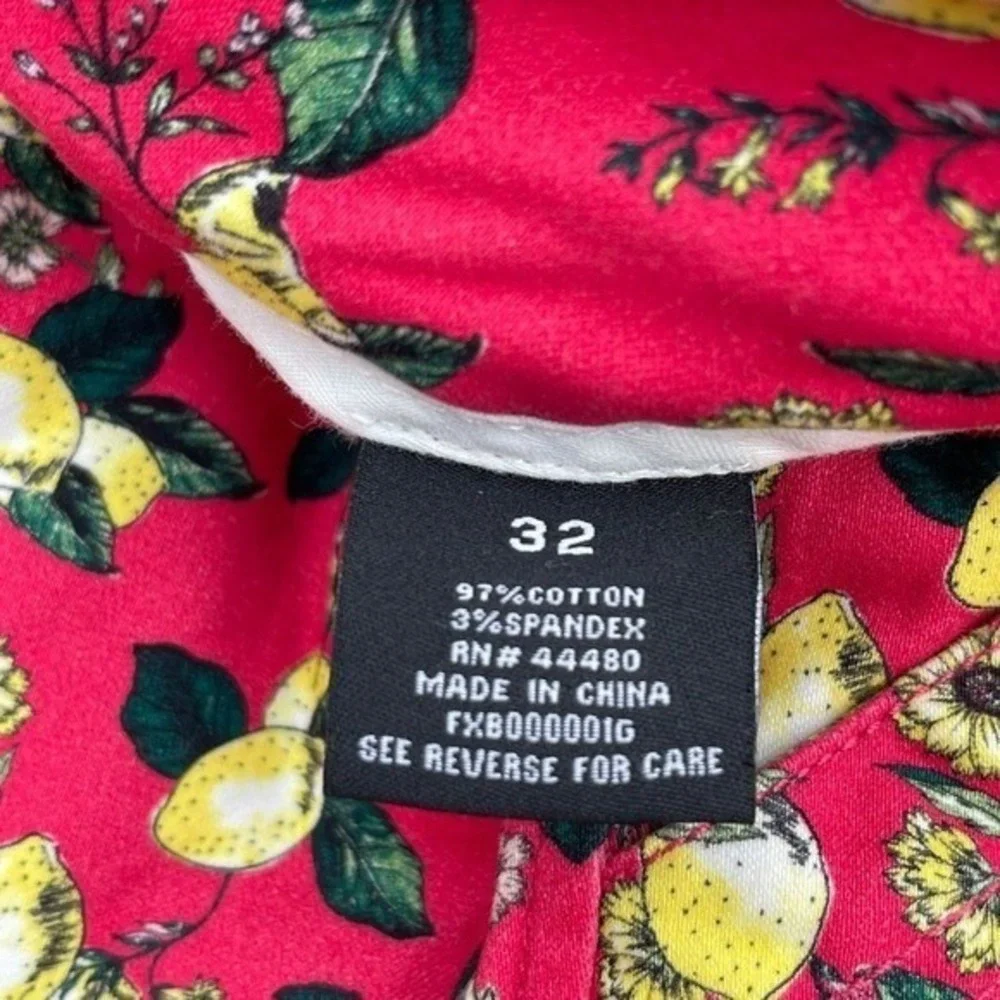 Tinsel Lemon Fruit Floral Print Shorts‎ Womens 1X High Rise Summer Pockets Chic